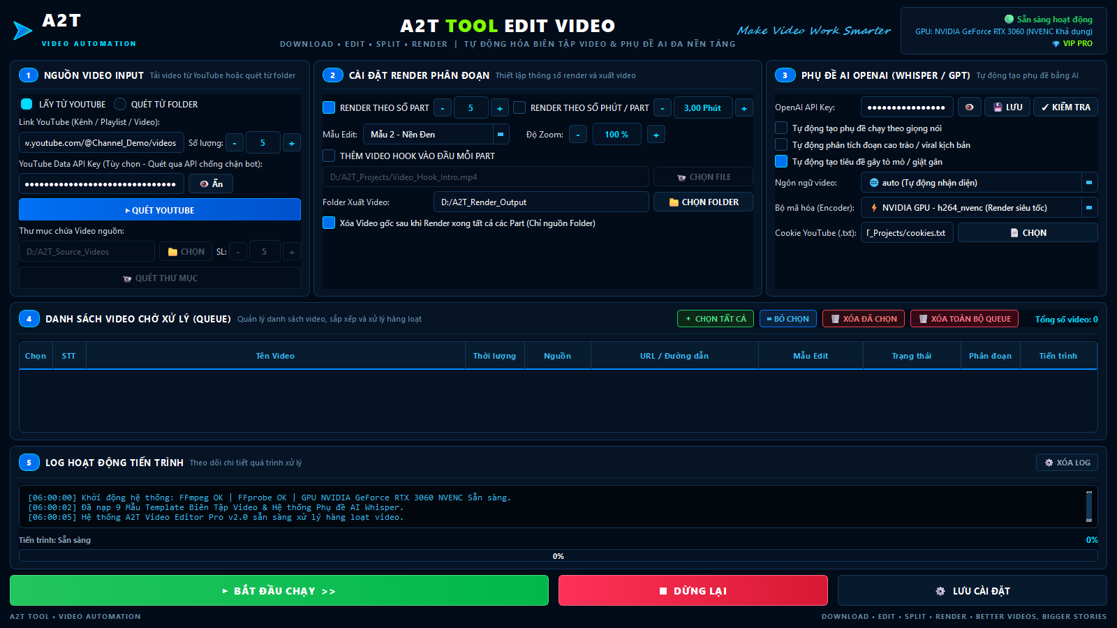 Giao diện thực tế A2T Edit